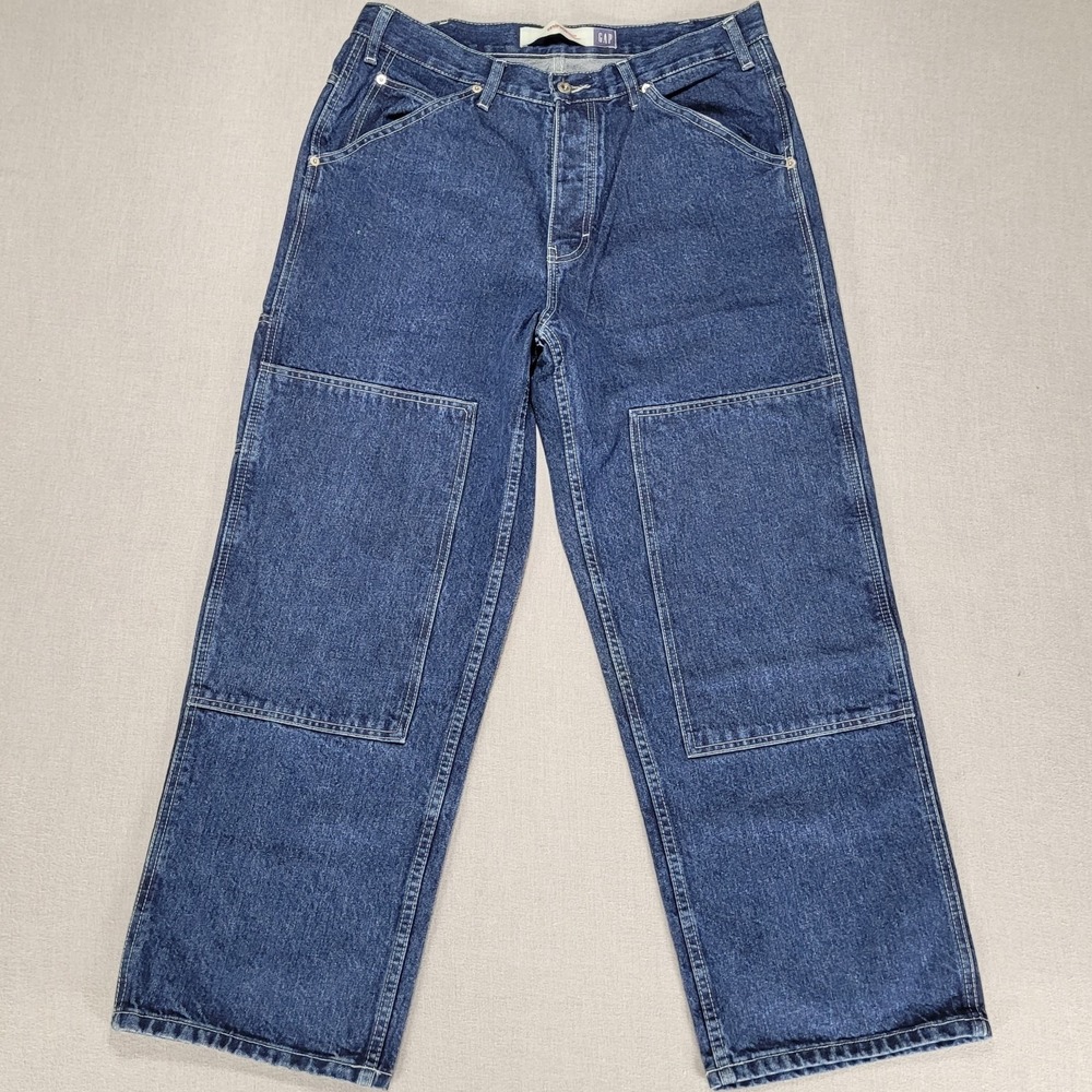 New Vintage Gap Miner Jeans Men 35x30‎ Double Knee Relaxed Straight Leg Workwear